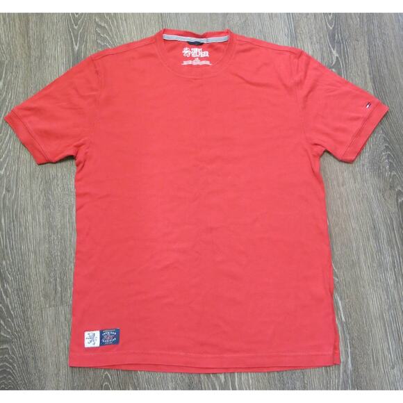 TOMMY HILFIGER Short Sleeve T Shirt Size L Men's Logo Cotton Red Preppy Casual - Picture 1 of 8